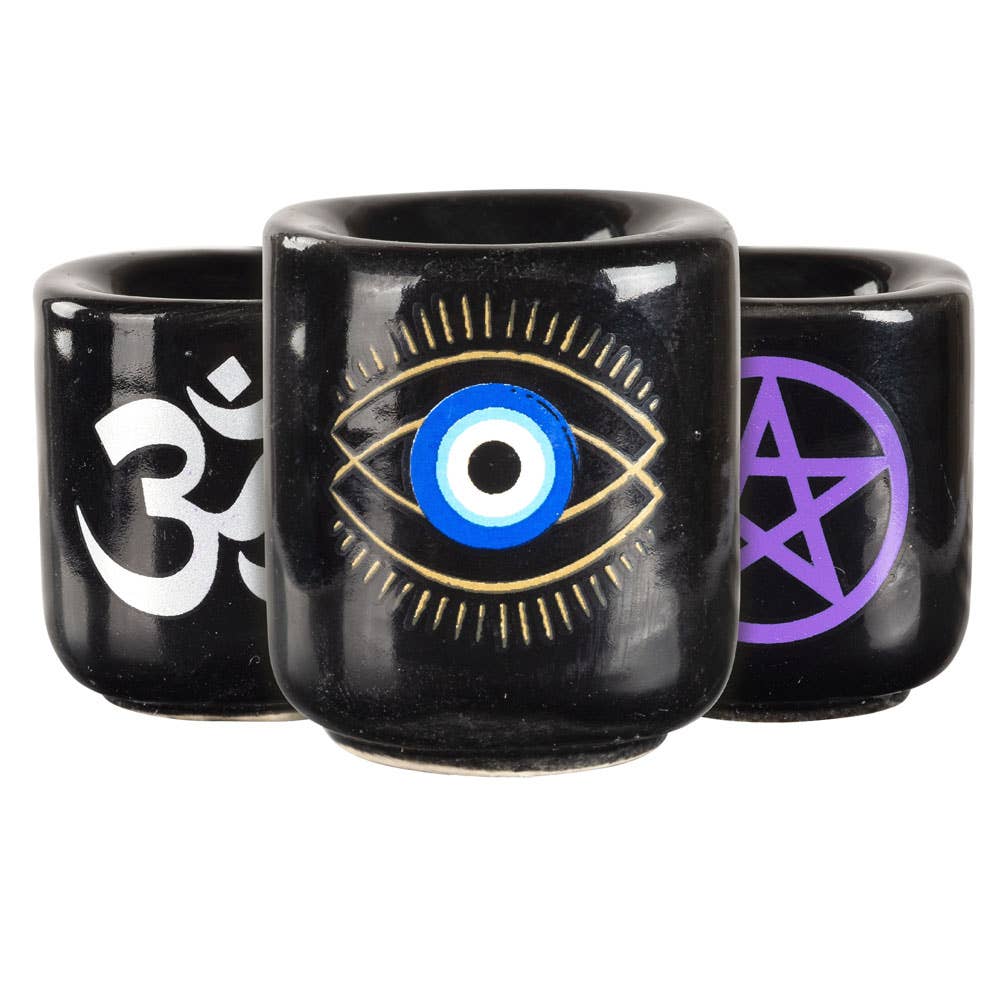 MINI CANDLE HOLDERS WITH DESIGN: Pentacle
