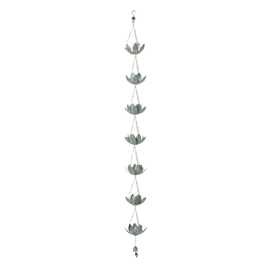 70 Inch Galvanized Metal Flower Rain Chain Downspout Accent