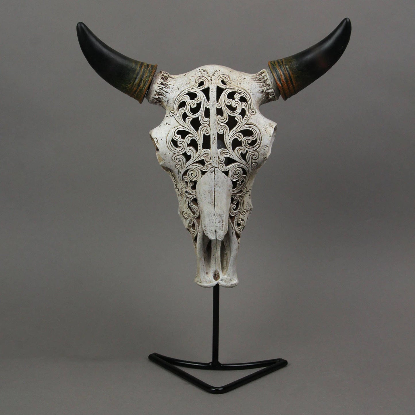 Steer Skull Wall Table Accent Light w/ Removable Metal Stand