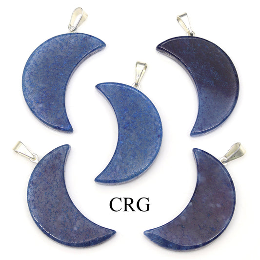 Blue Quartz Half Moon Pendants from Brazil / 35-45mm Avg
