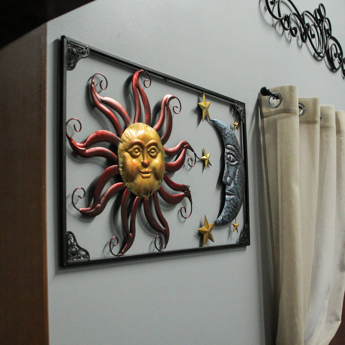 Tri-Tone Sun Moon & Stars Indoor/Outdoor Metal Wall Art