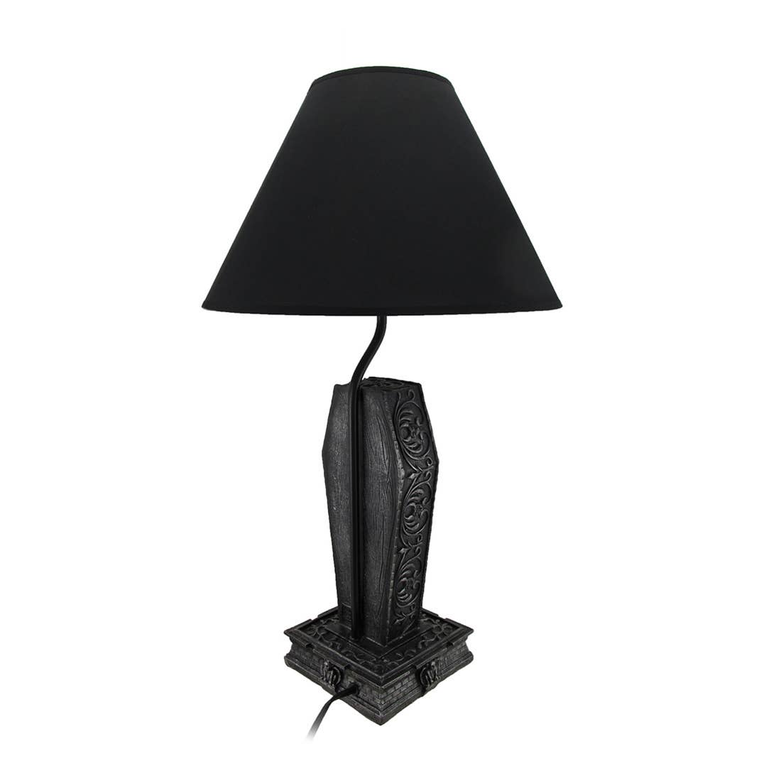 Dark Dawning Vampire in Coffin Black Table Lamp