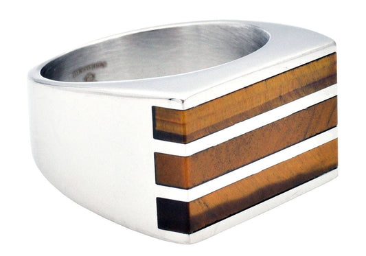 Tiger Eye S.Steel Ring: 10