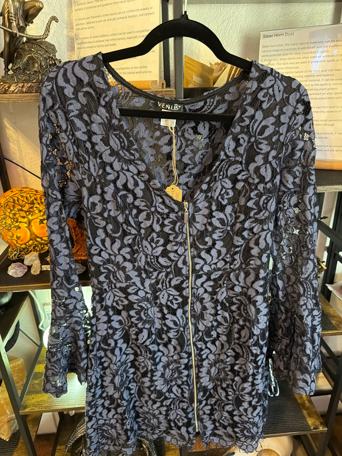 Blue and black lace dress