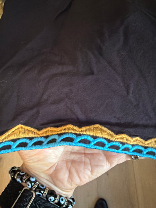 Black with embroidery short dress