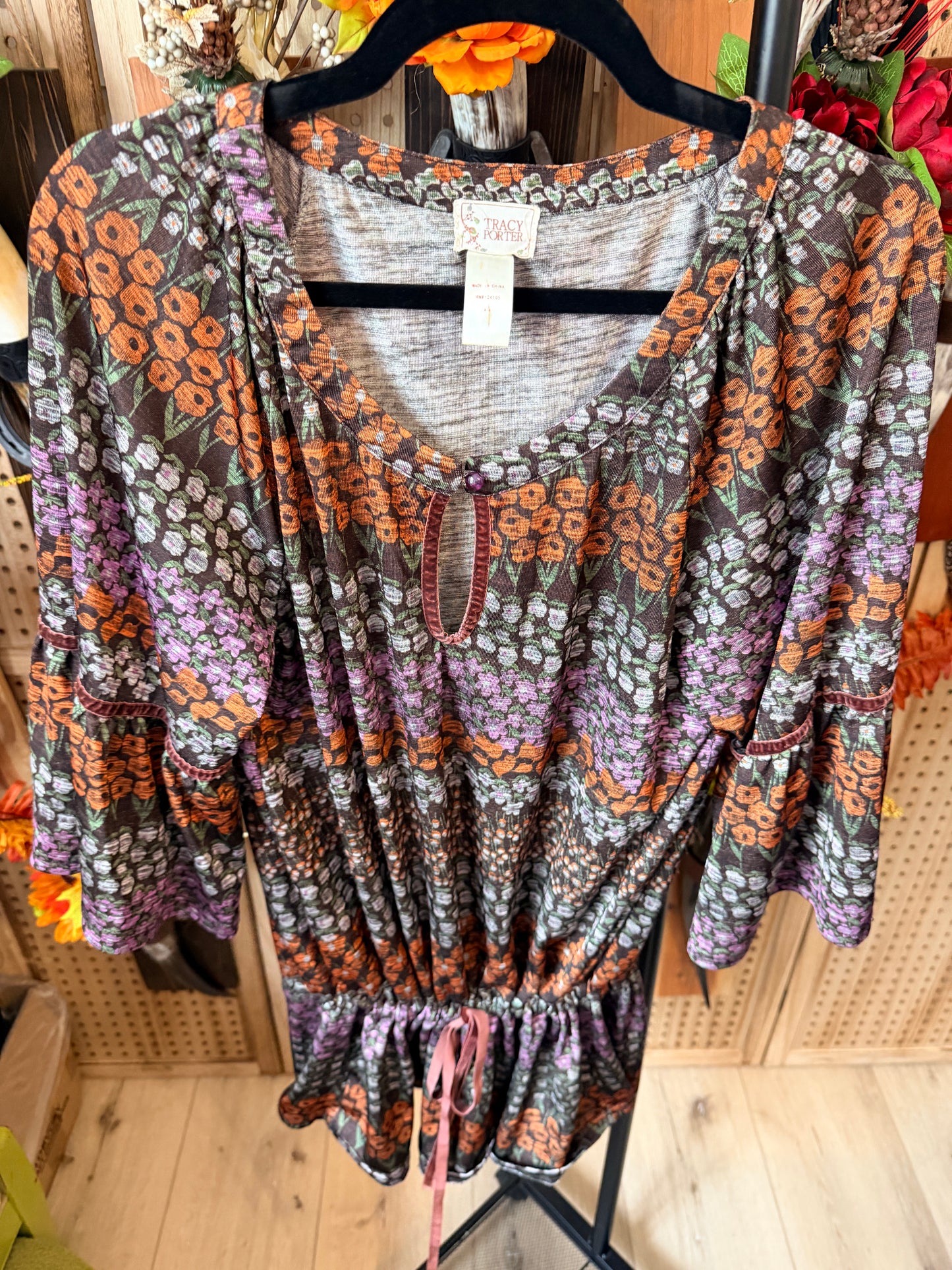 Tracy Porter boho blouse with drawstring waist size small/med