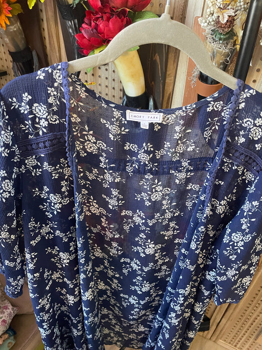 Emory Park navy/floral cover-up