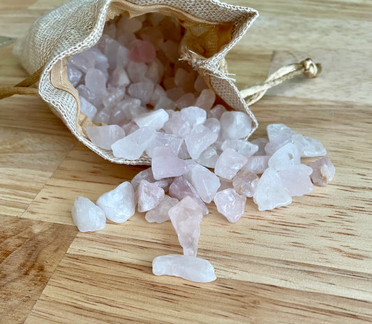 Rose Quartz Crystal stone chips.