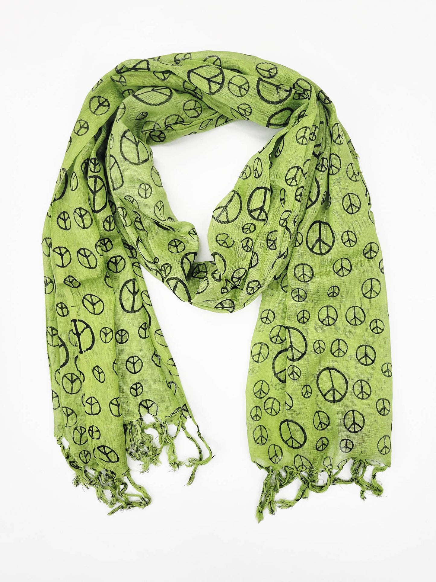 Peace Sign Tassel Scarf: Red