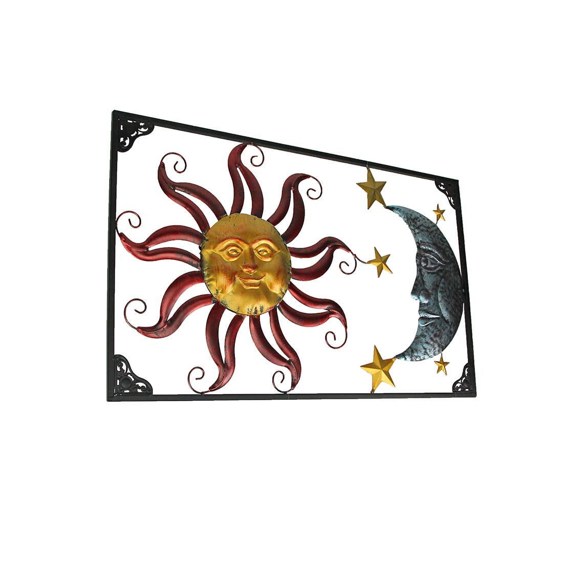 Tri-Tone Sun Moon & Stars Indoor/Outdoor Metal Wall Art