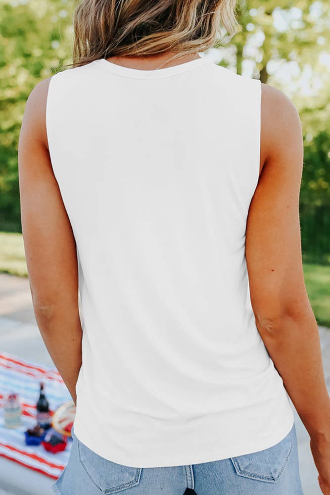 Terra-cotta Moon Phase Graphic Tank Top STC125C164: White / 2XL