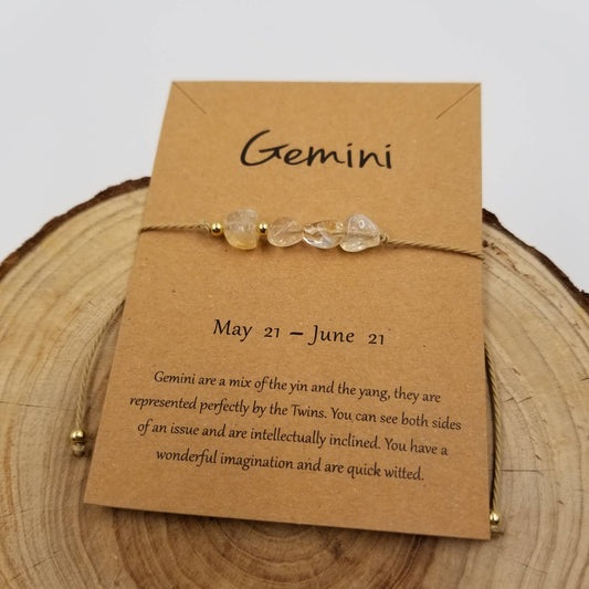 Natural Stone Handwoven Constellation Bracelet with Card: Gemini