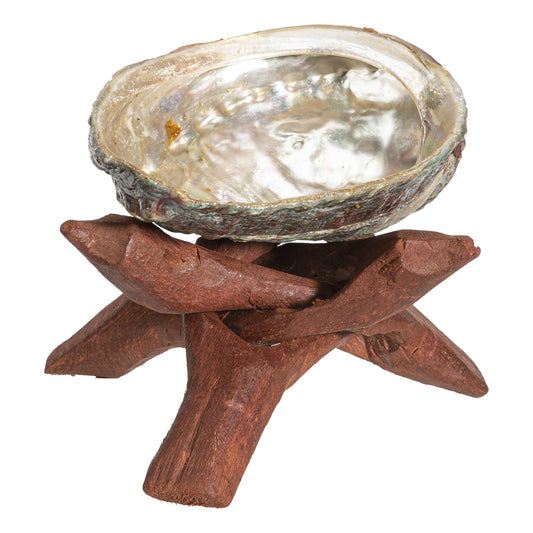 14078 Abalone Smudge Shell With Tripod Stand 4"
