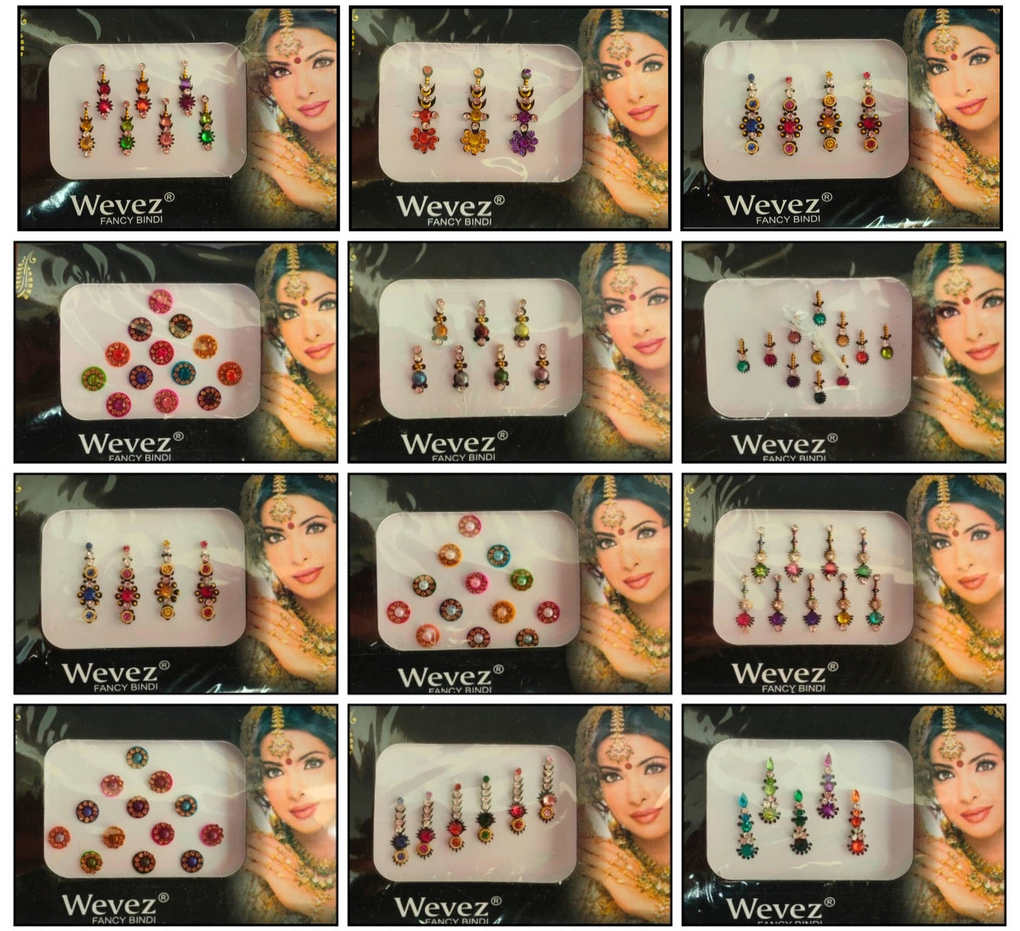 Women's Bindi Crystal makeup tattoo Stickers Dots Mix Design