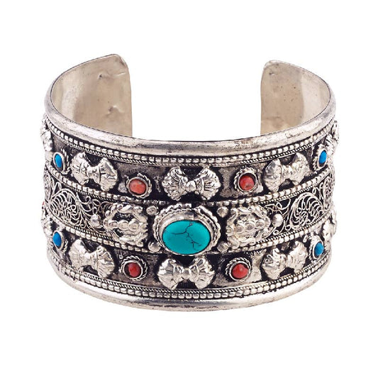 1-1/2" 3 Line Turquoise Center Cuff