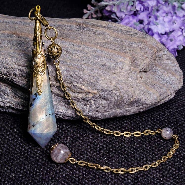 Grey Moonstone Protection Pendulum: Copper