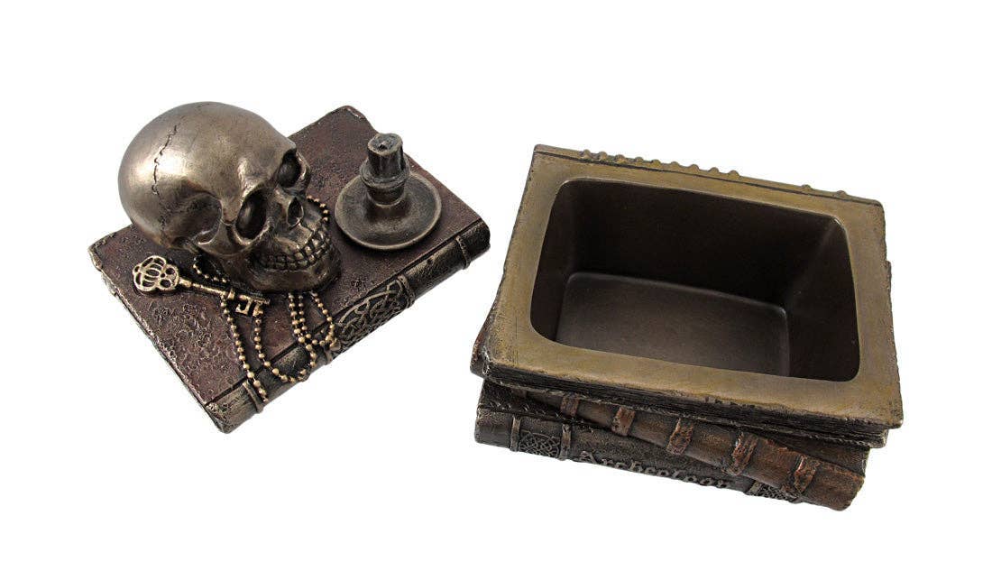Bronze Wizard’s Study Books and Skull Trinket Stash Box