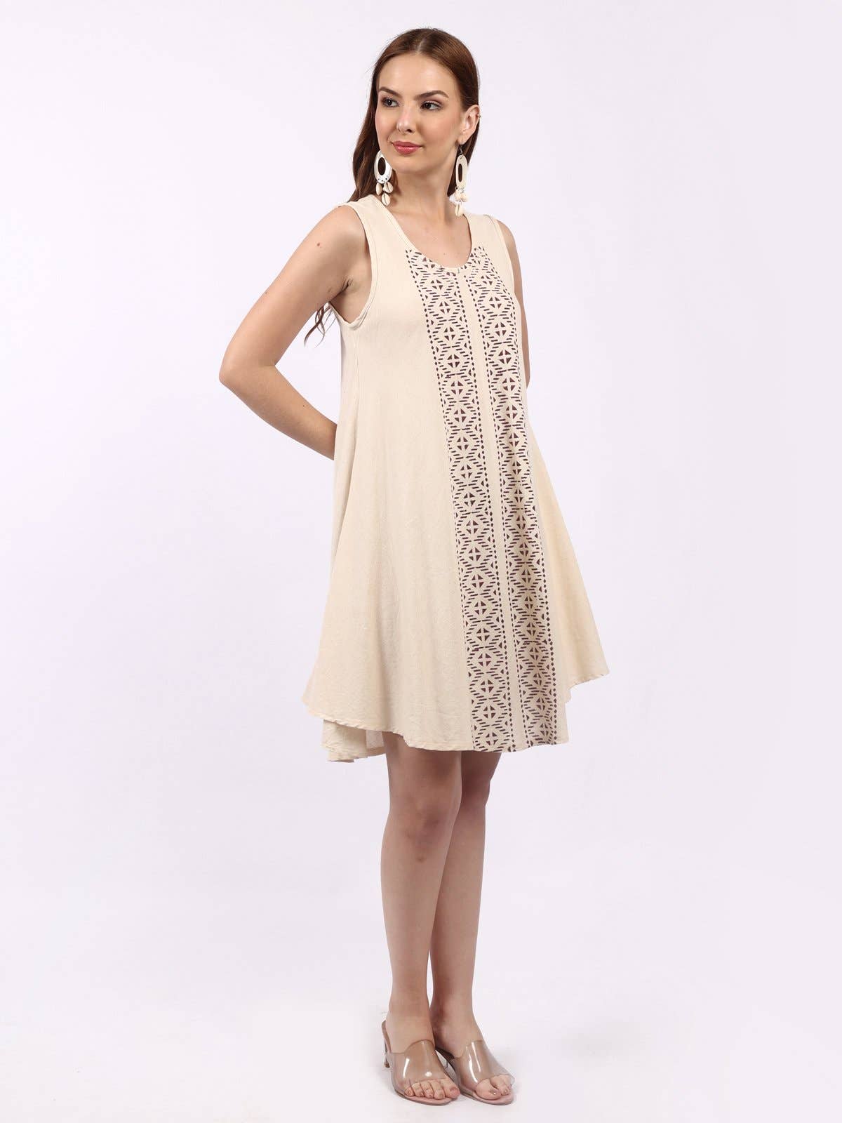 Women's Organic Cotton Batik Print Sleeveless Midi Dress Mix