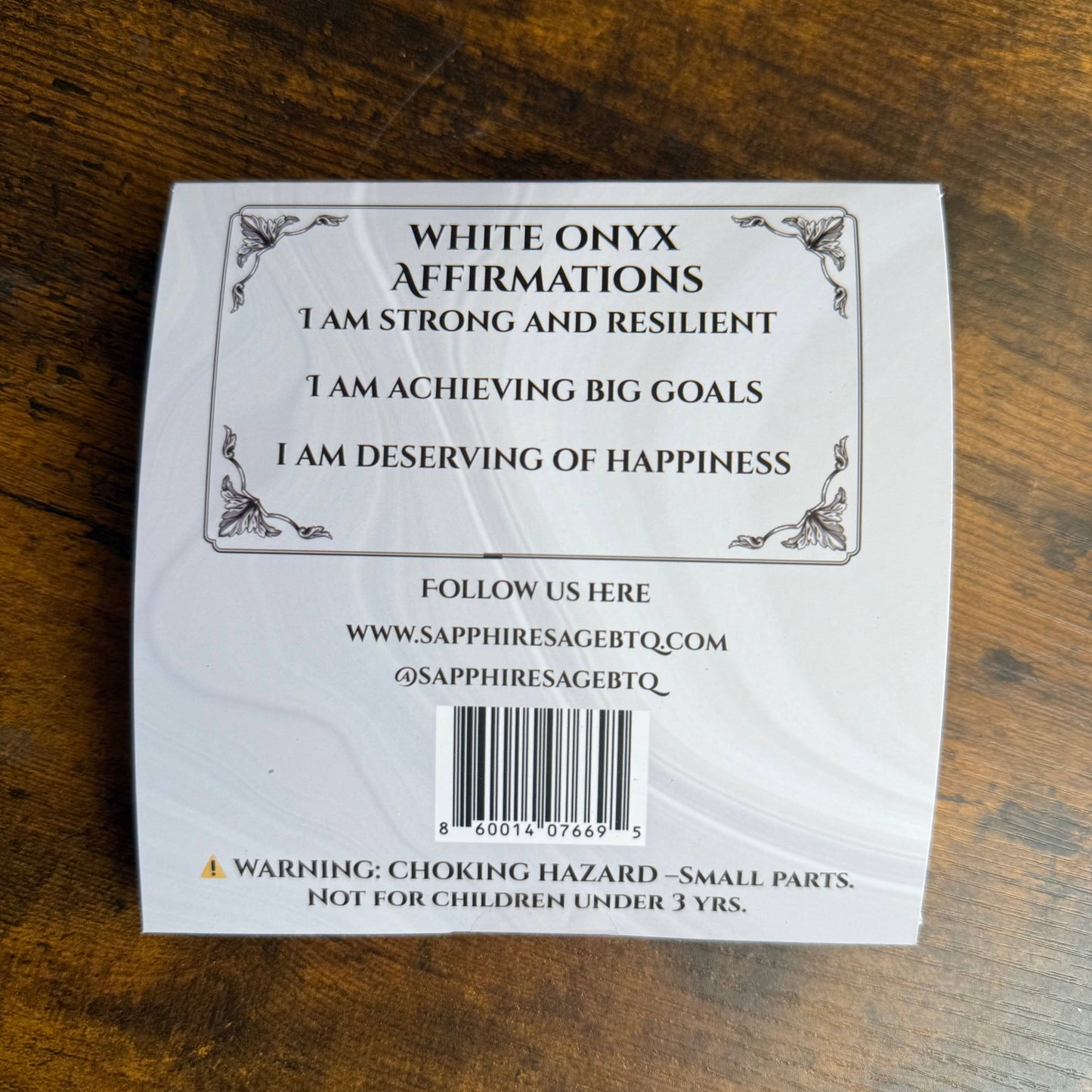 Crystal Bookmark – White Onyx
