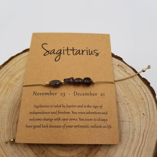 Natural Stone Handwoven Constellation Bracelet with Card: Sagittarius