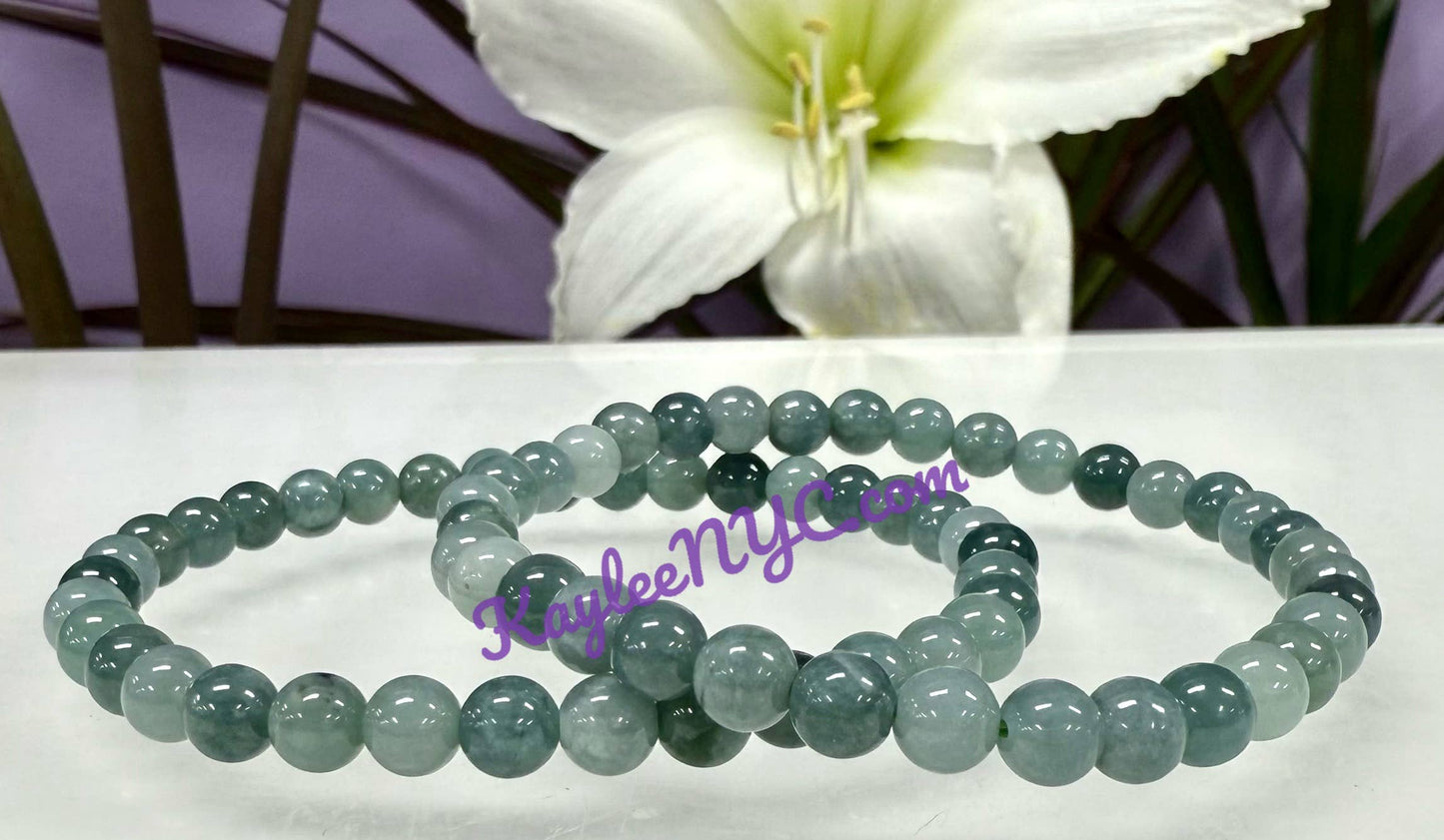 Natural Jade Jadeite 6mm Crystal Healing Stretch Bracelet