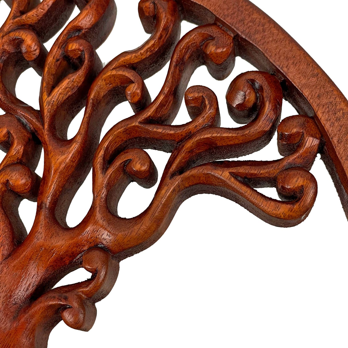 Hand Carved Mahogany Tree Of Life Wood Wall Plaque 11.5 Inch