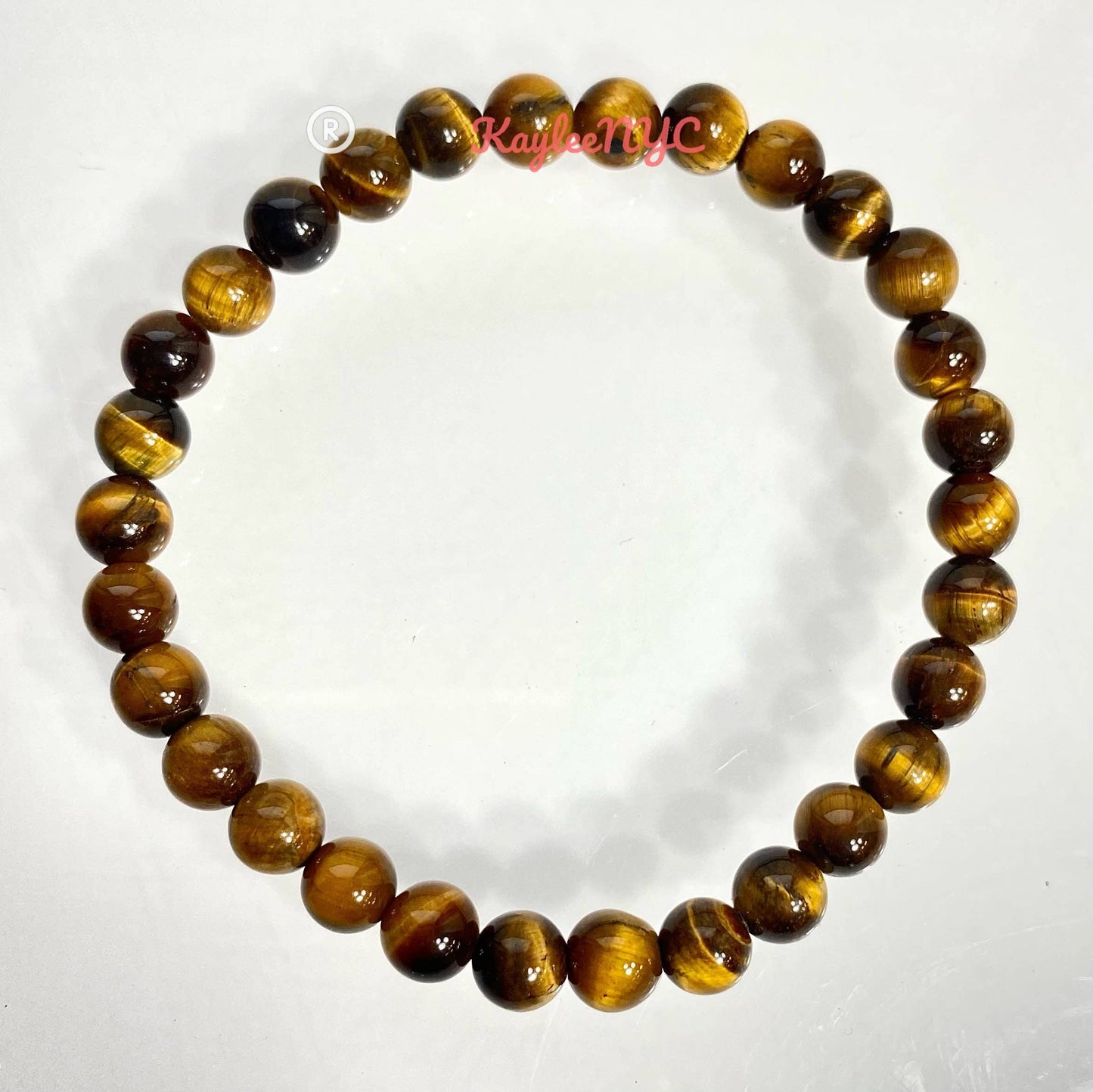 6mm Natural Tiger Eye Crystal Healing Stretch Bracelet 7.5"