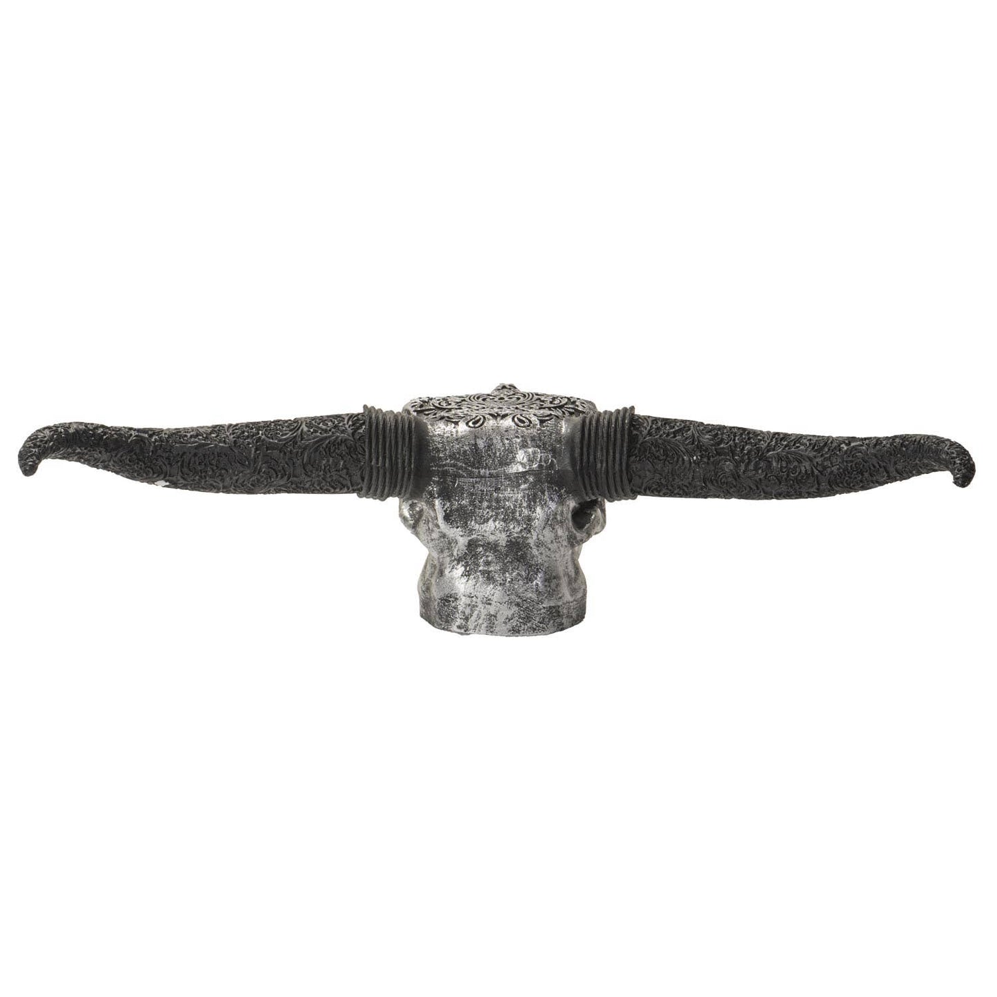 Carved Silver Cow Decorative Skull