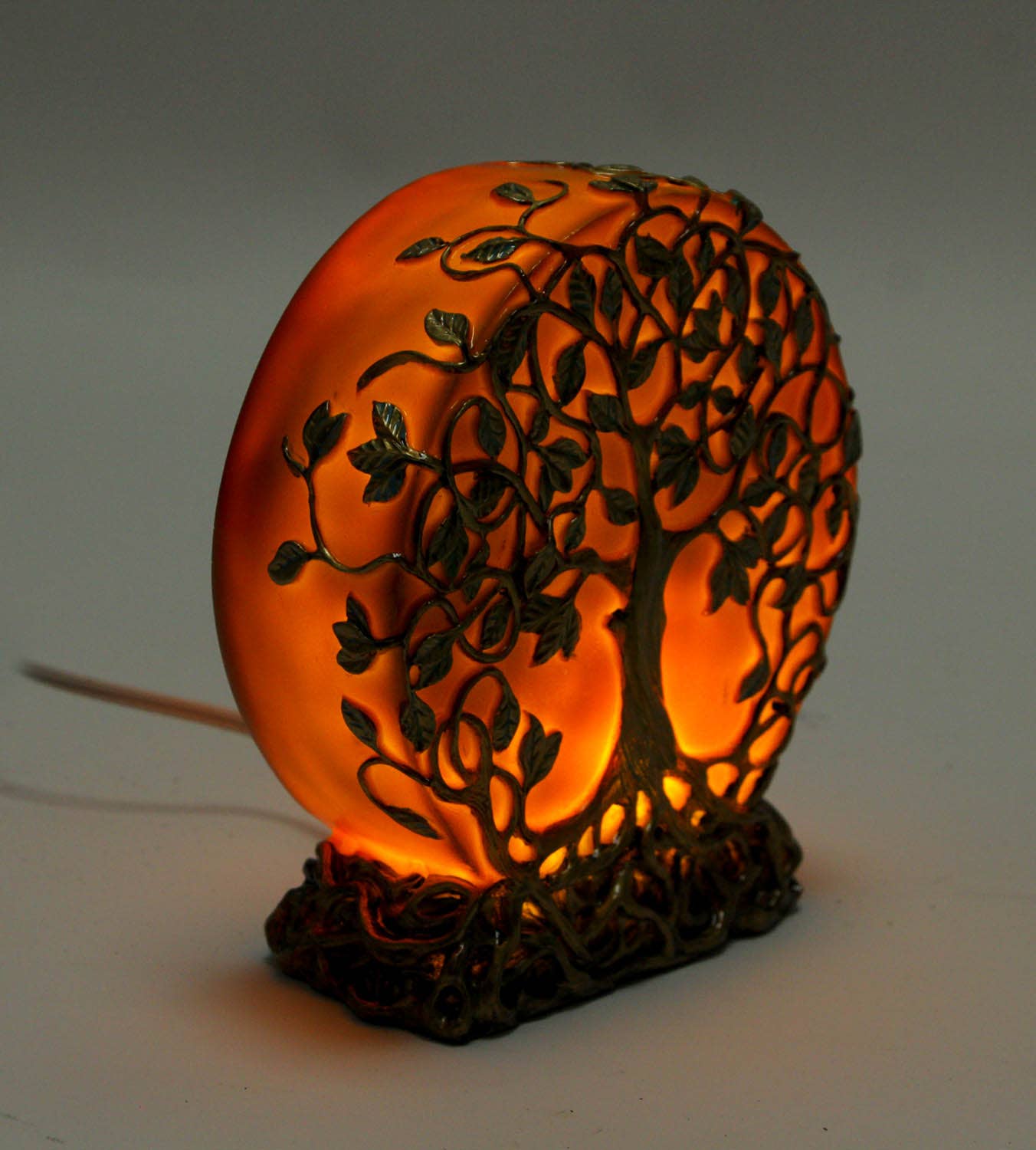 Orange Tree of Life Plug-In Small Table Lamp 6.5 inch