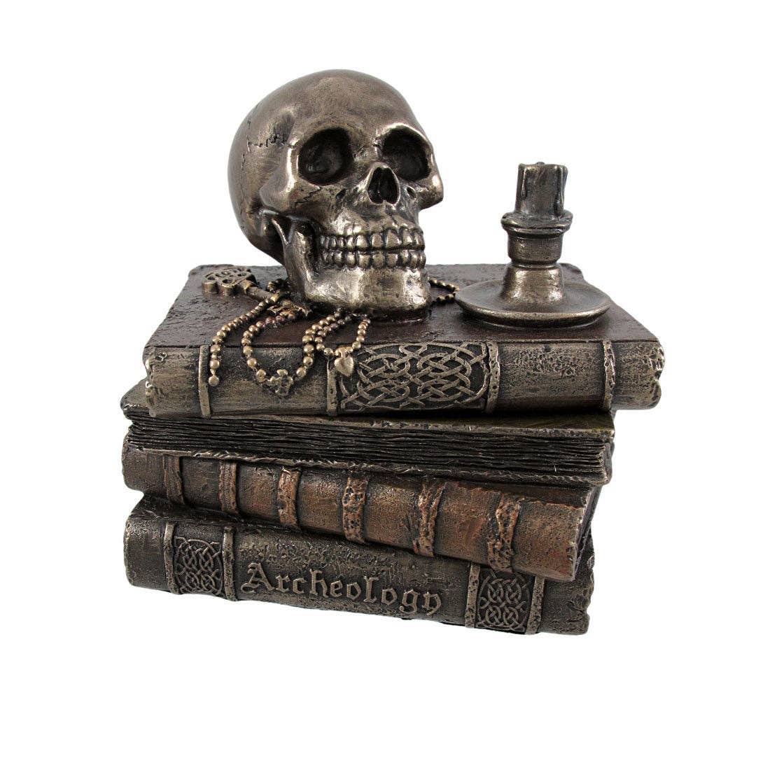 Bronze Wizard’s Study Books and Skull Trinket Stash Box
