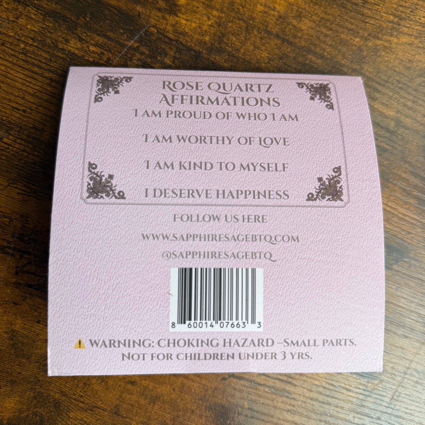 Crystal Bookmark – Rose Quartz