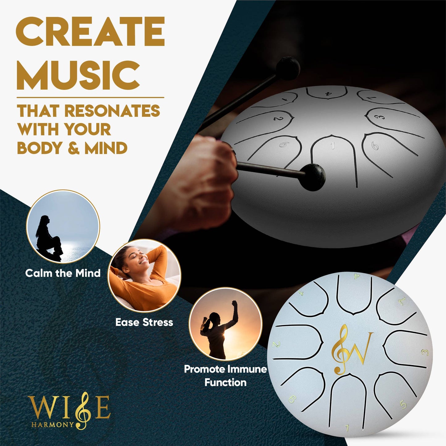6-Inch 8-Notes Steel Tongue Relaxing Meditation Rain Drum: Black