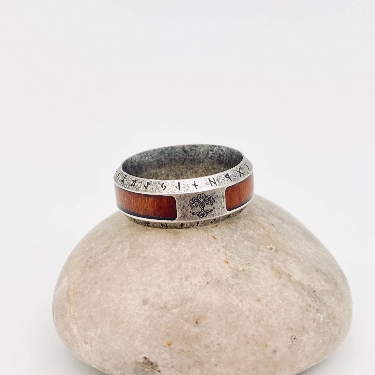 Tree of Life Rune Stainless Steel Men's Ring - MJ/MR: 12