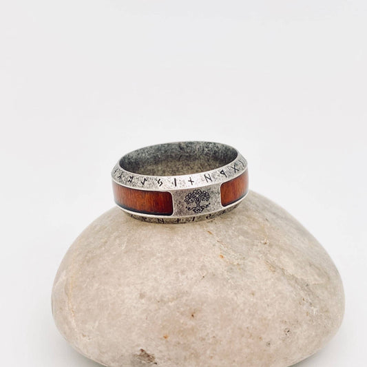 Tree of Life Rune Stainless Steel Men's Ring - MJ/MR: 10