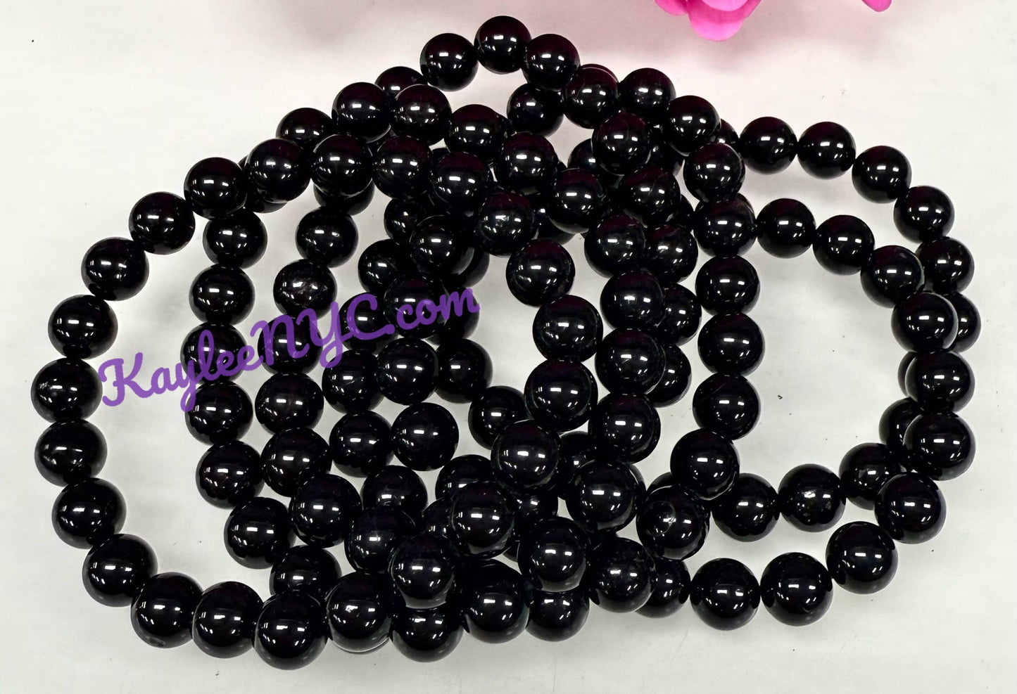 Natural Black Tourmaline 8mm Crystal Stretch Bracelet 7.5"